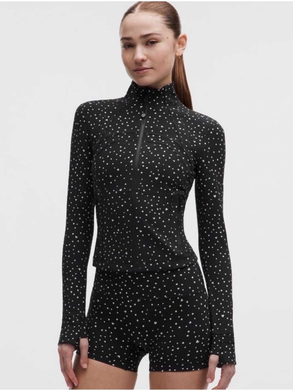 Lululemon Women's Define Cropped Jacket Nulu Heart Scatter Dot Print NWT sz 6